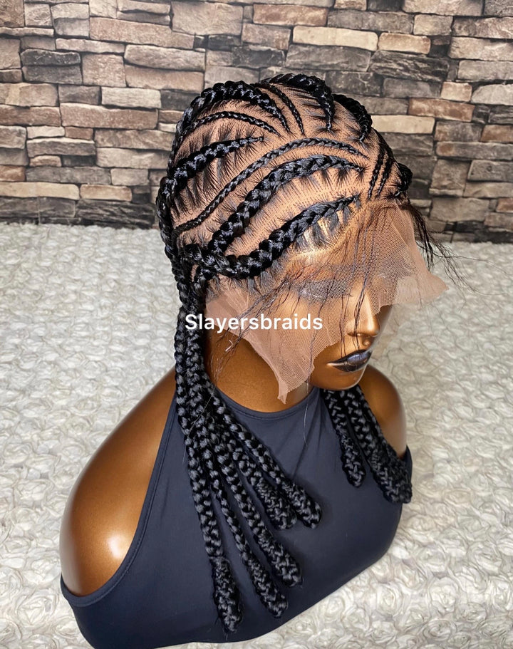 PreStyled Glueless Tribal Fulani Cornrow Bob Wig