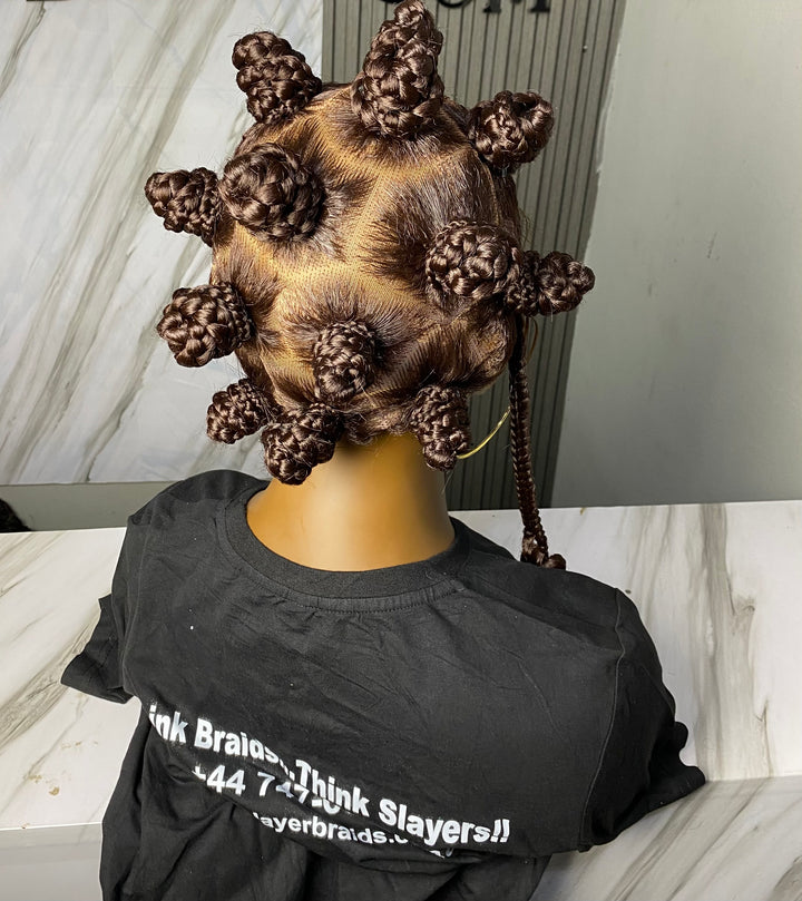 Bantu knot wig: fulllace braidedwig  -Buntu