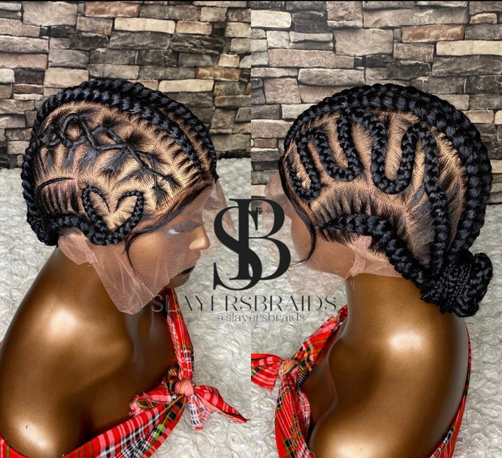 Stitch Cornrow Braids Wig: Full Lace Knotless Boxbraids -Salam