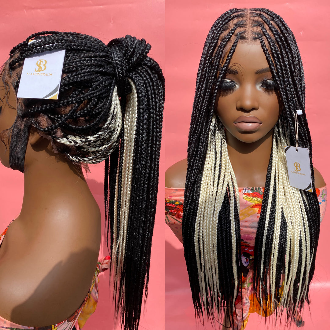 Smedium ponytail Knotless Wig: Peekaboo braids