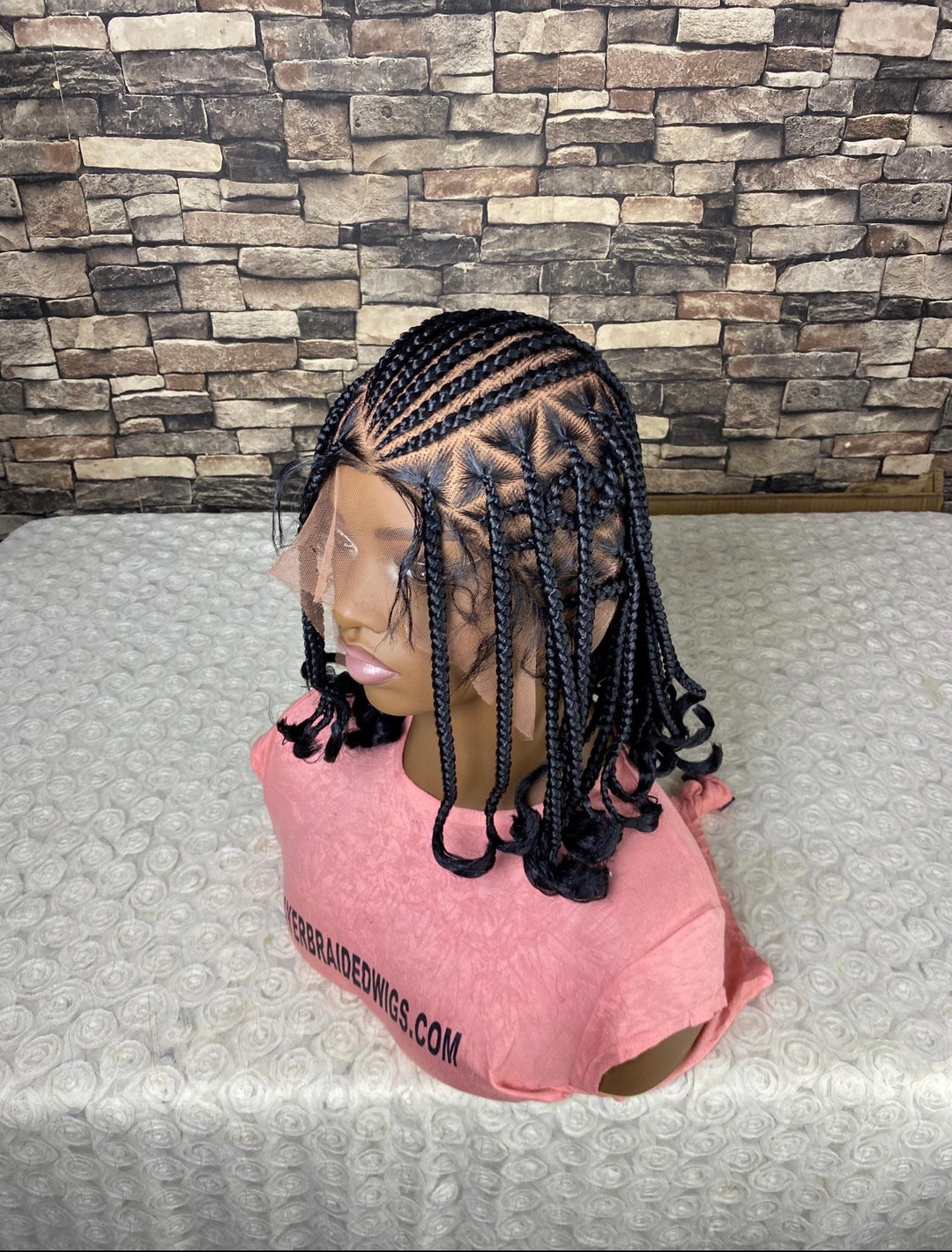 Fulani Cornrows Braided Wig: Black Braids Full Lace Wig -Dolly unit