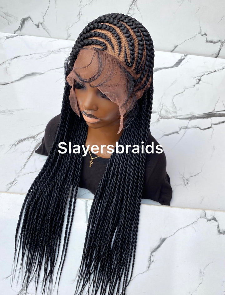 Cornrow braided wig Luxury for Black women vacation hair -Angela