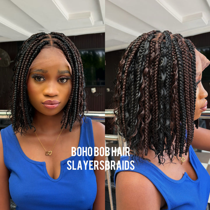 Goddess Bob Wig | Easy Install Boxbraid Curly Boho -Anjorin