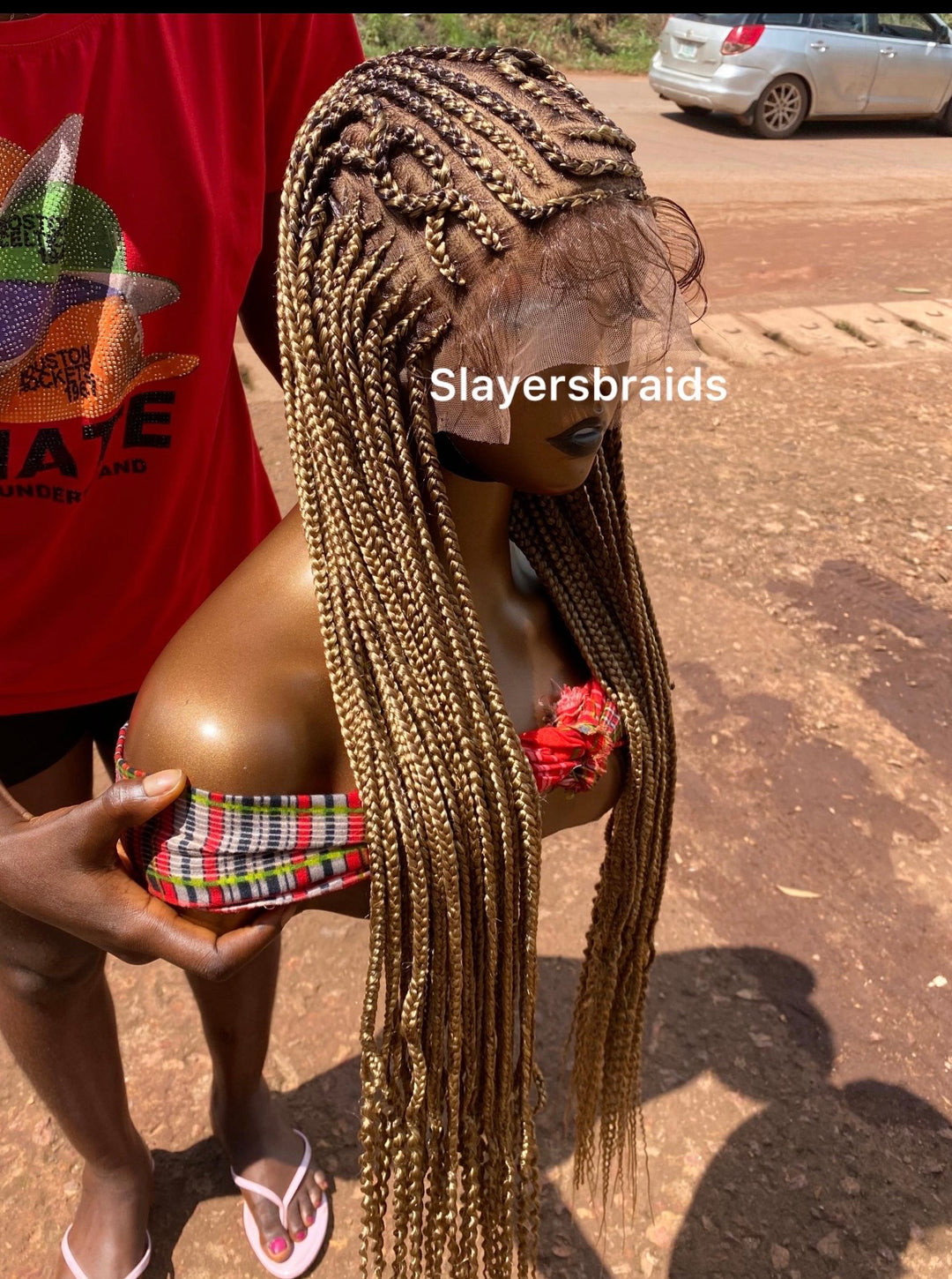 Mixed Blonde Cornrow Braided Wig: Full Lace Knotless -Rosie