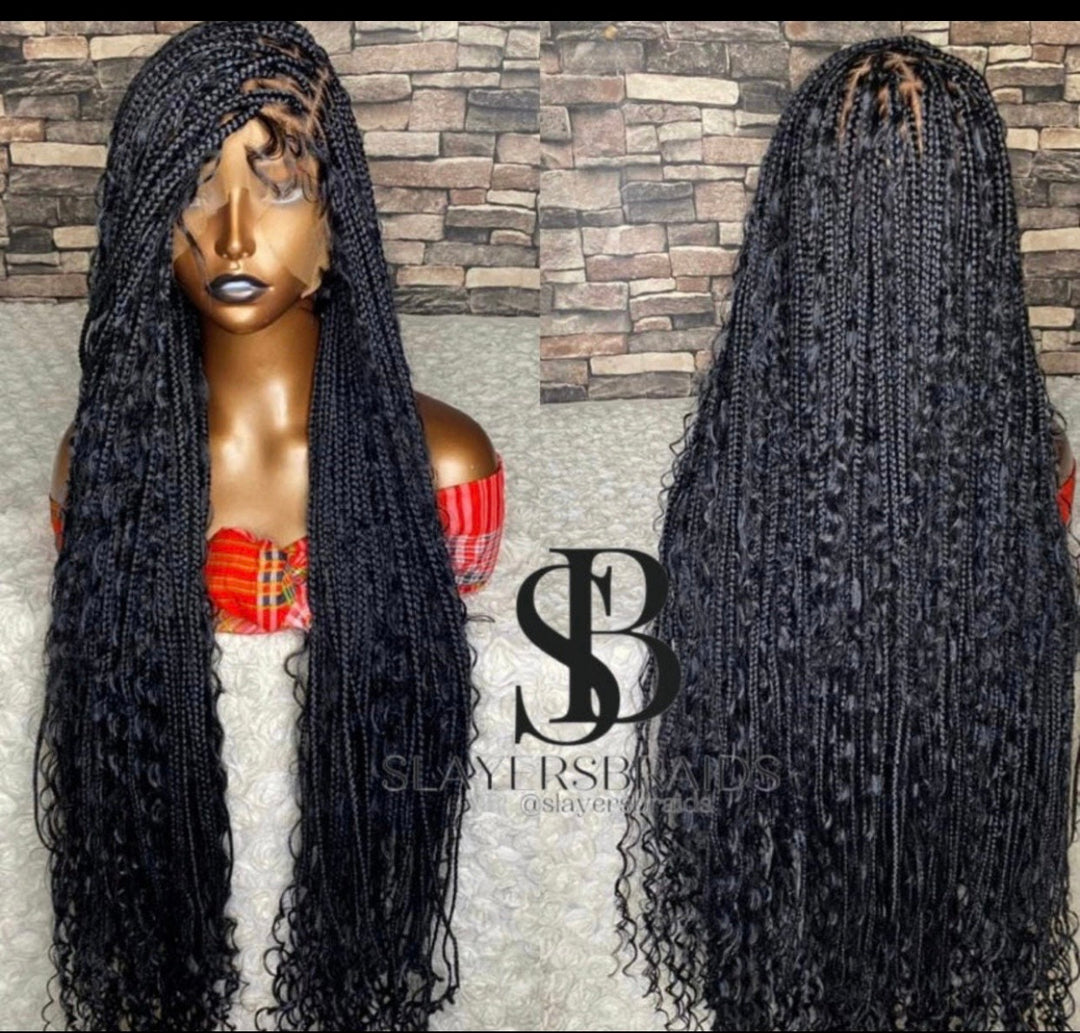 Goddess Braided Wig: Knotless Boho Lace Front -Diana 1b