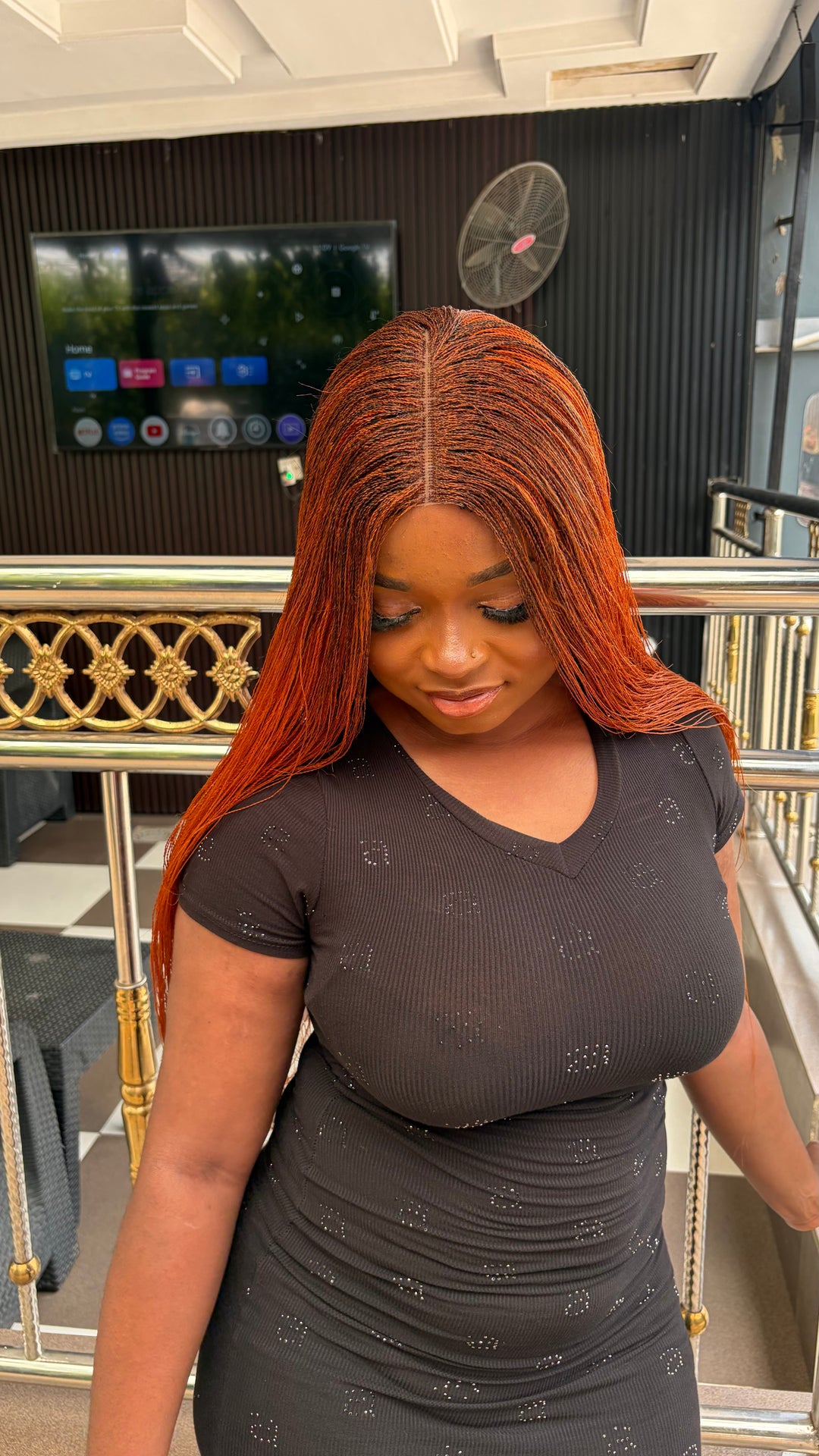 Mini MicroTwist Braided Wig | Long born Straight Wig  -Nano Orange