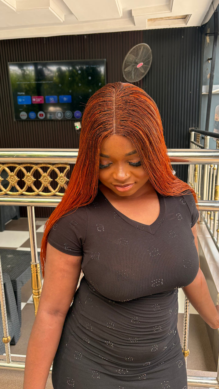 Mini MicroTwist Braided Wig | Long born Straight Wig  -Nano Orange