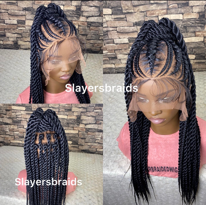 Updo Cornrow Twist Braids Wig: 