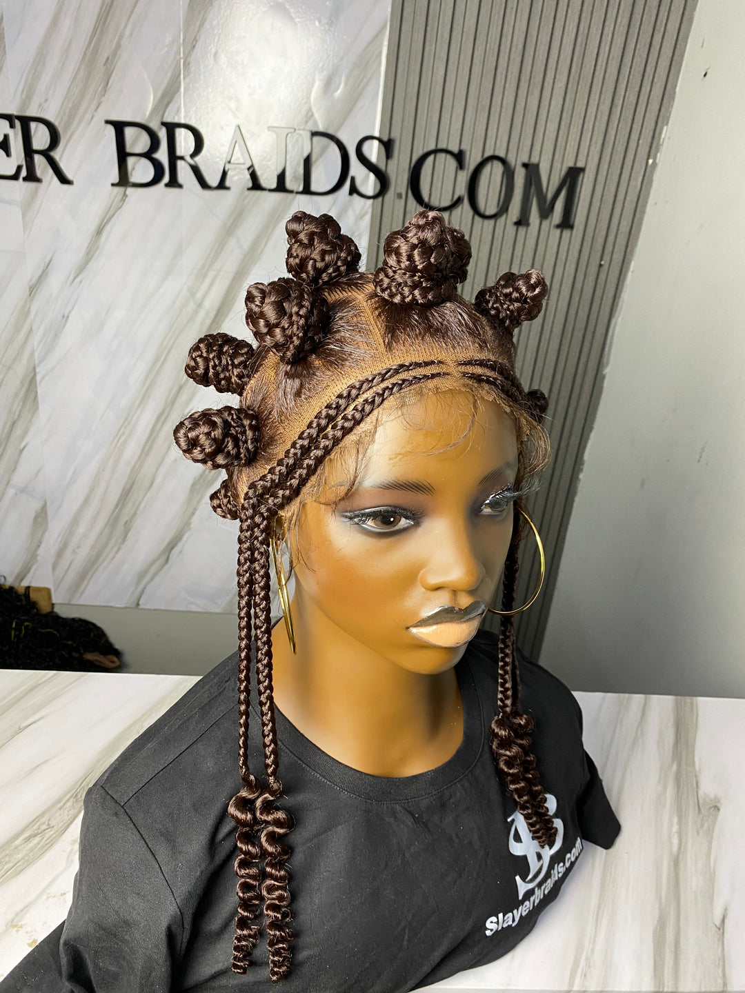 Bantu knot wig: fulllace braidedwig  -Buntu