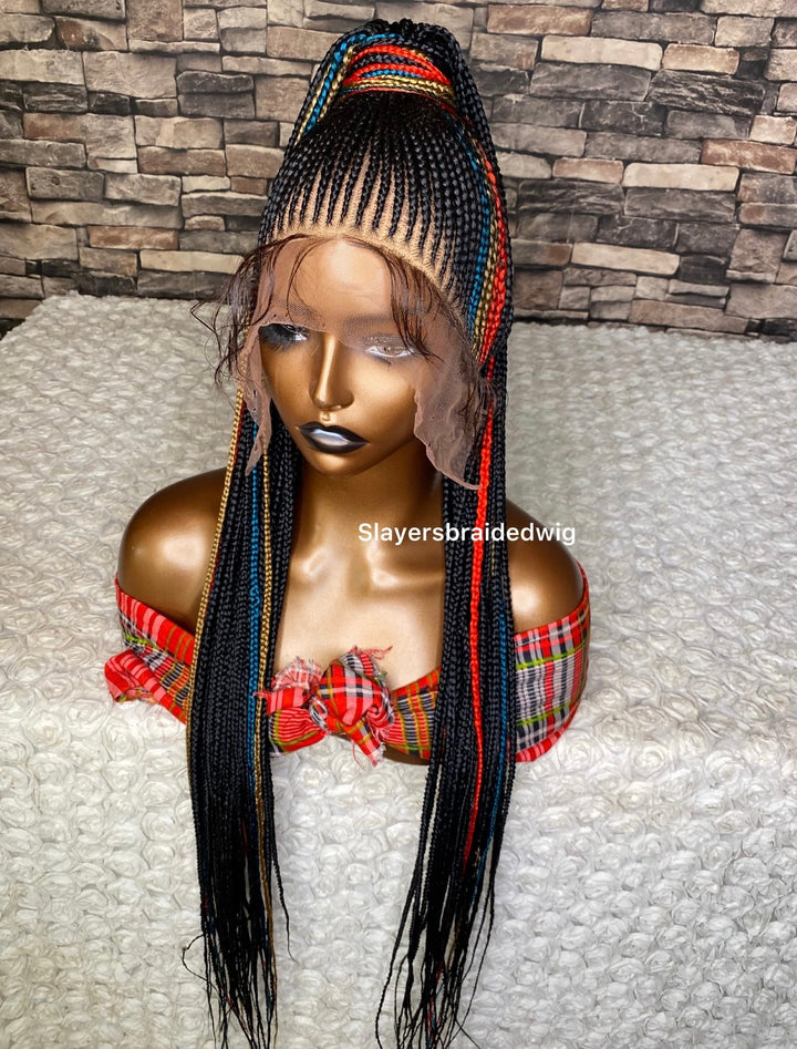 Ghana weave Cornrows Braided Wig Full Front Braid -Shon