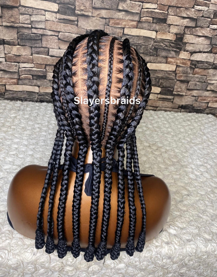 PreStyled Glueless Tribal Fulani Cornrow Bob Wig