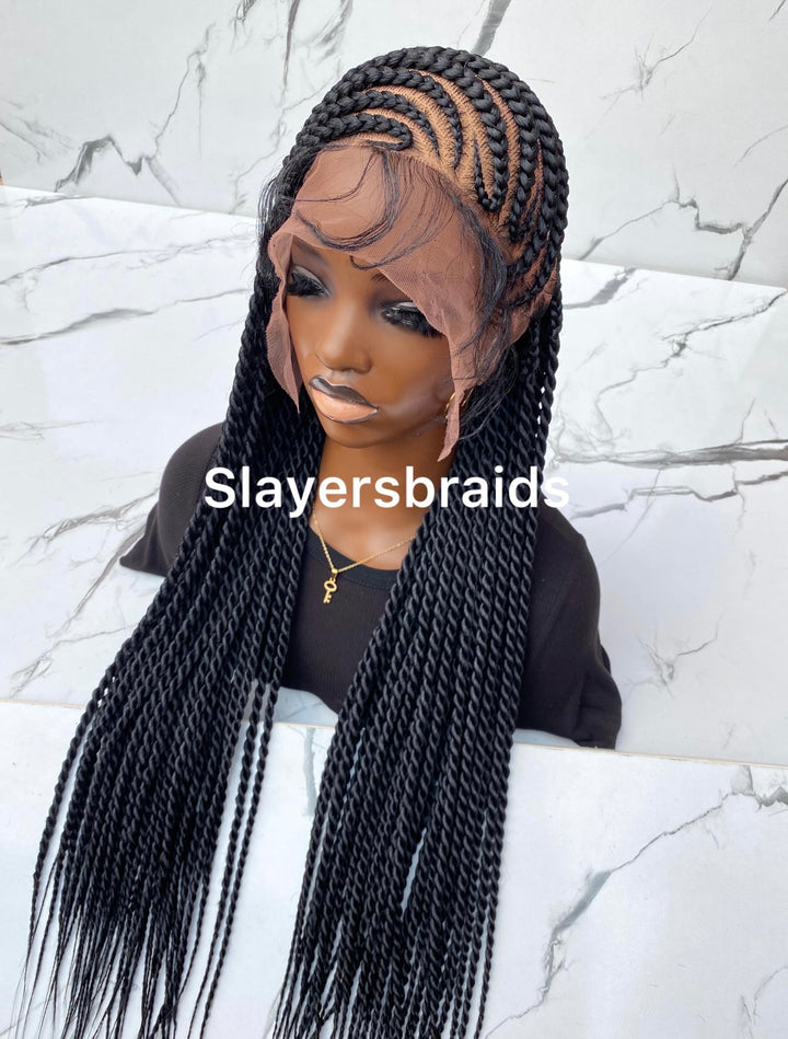 Cornrow braided wig Luxury for Black women vacation hair -Angela