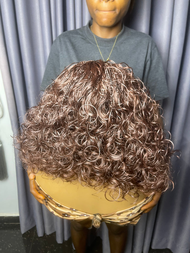 Bob Wig French Curl Boho Braids -Tushe unit 