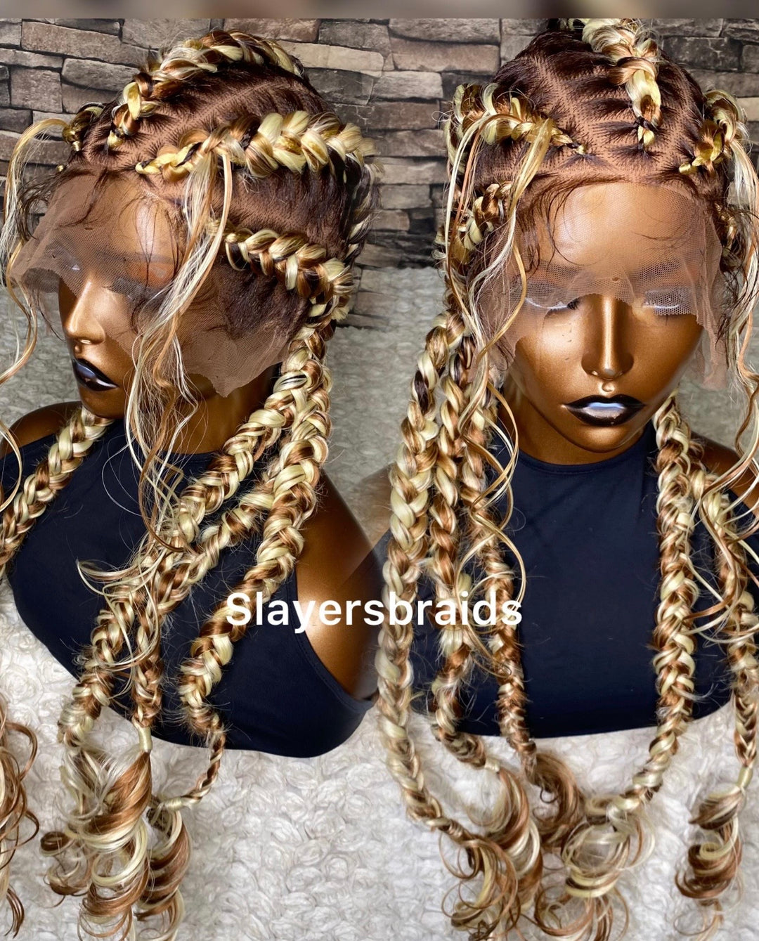 Tightly Braided Cornrow French curl wig -Olaide