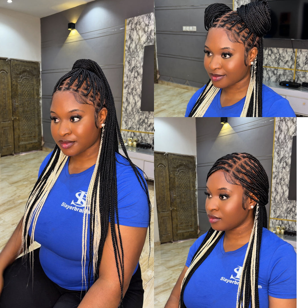 Smedium ponytail Knotless Wig: Peekaboo braids