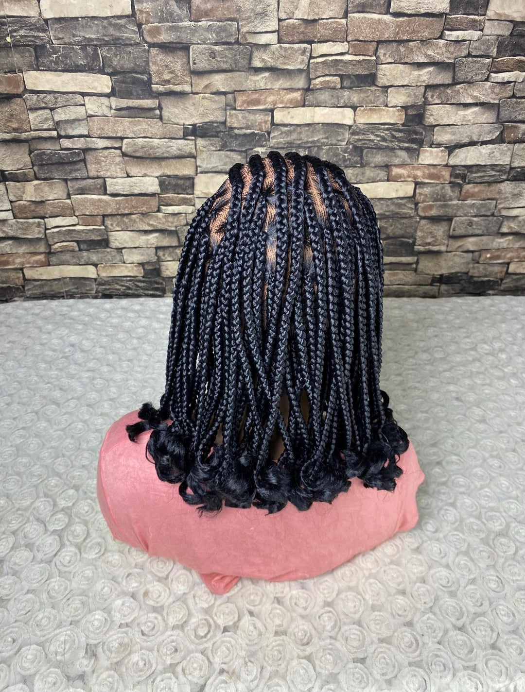 Fulani Cornrows Braided Wig: Black Braids Full Lace Wig -Dolly unit