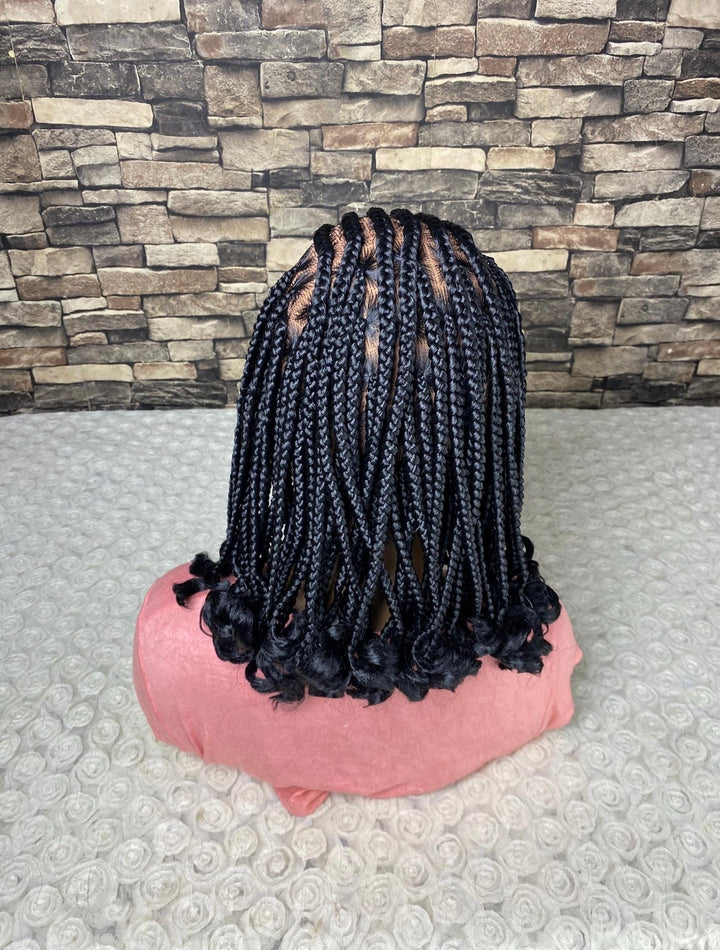 Fulani Cornrows Braided Wig: Black Braids Full Lace Wig -Dolly unit