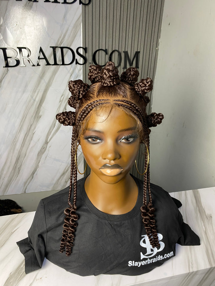 Bantu knot wig: fulllace braidedwig  -Buntu