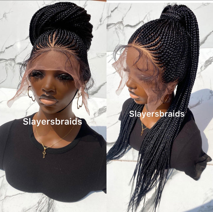 28" Shuku Cornrow Braid FulllaceWig: -Zikorah