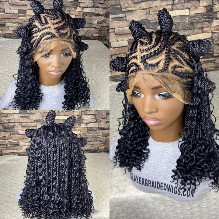 Lace front Ready to ship,Curly Cornrow Wig” Cindy Unit