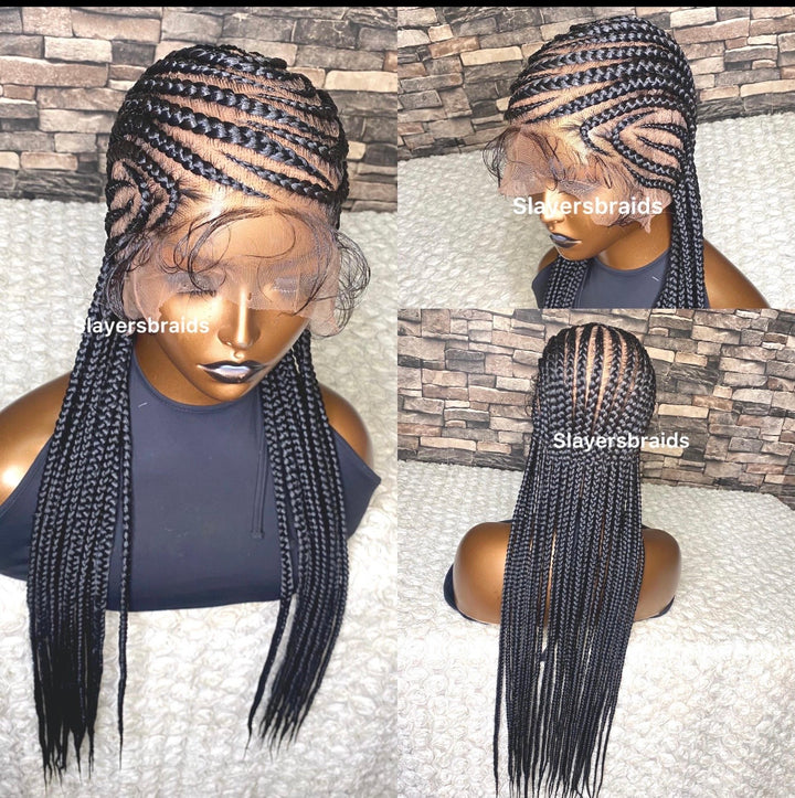 Straight All back Custom Braided Wig for Black Women -Sandra Unit