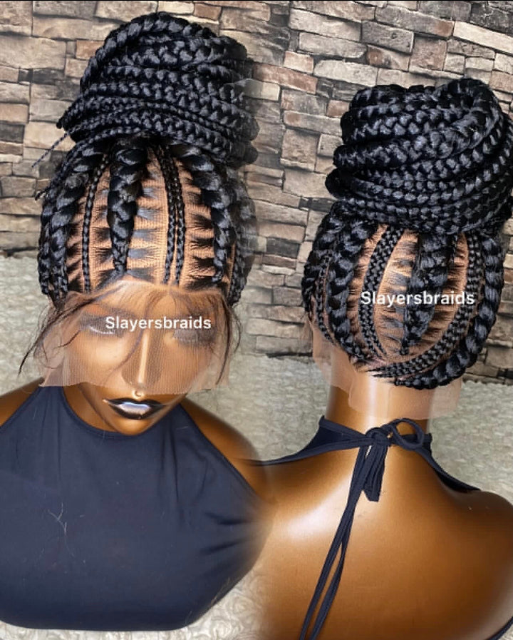 Ghana Weave Cornrow Braids Wig: Full Lace Knotless Braids -Esther