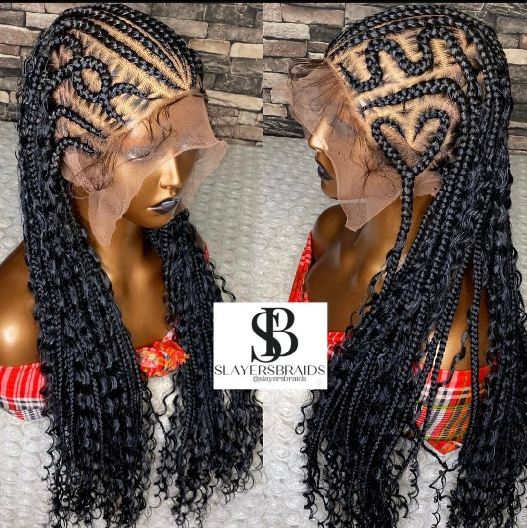 Trendy Stitch Cornrow Braids Wig for black Women