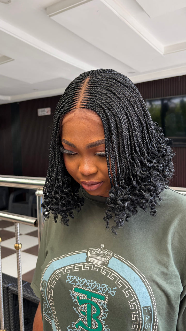 Tightly Braided, Protective style for black queen, CurlyBob Wig -Shese