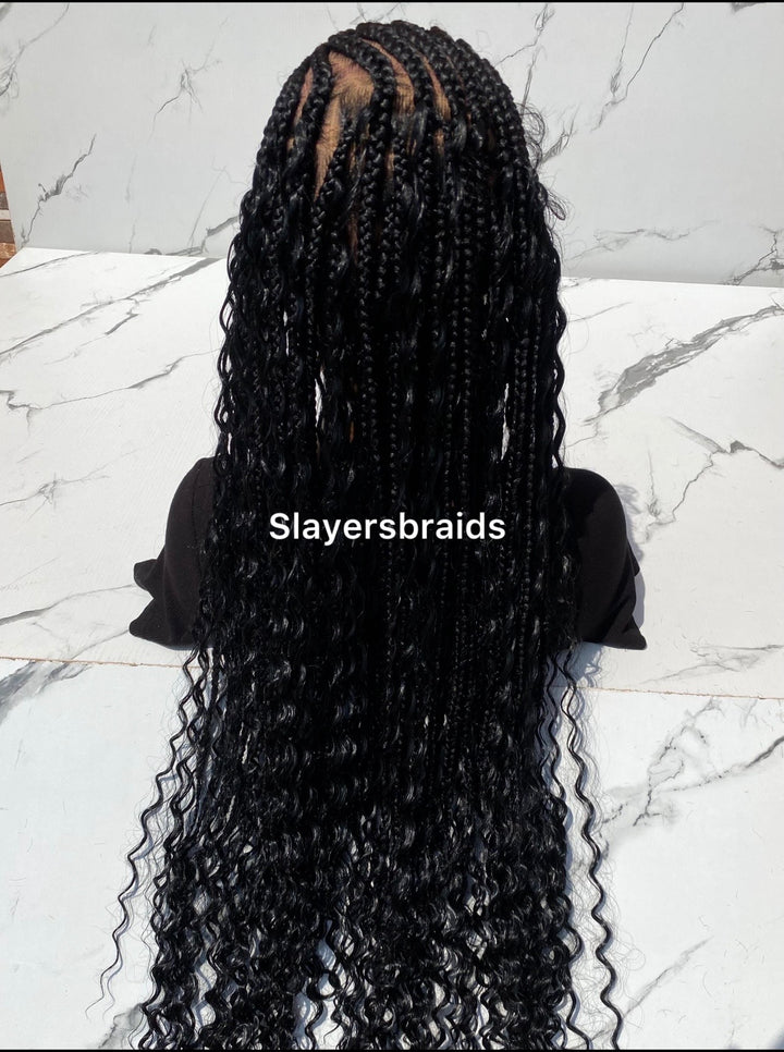 Black ZigZag Cornrow Braided Wig: Tribal Wig -Janet