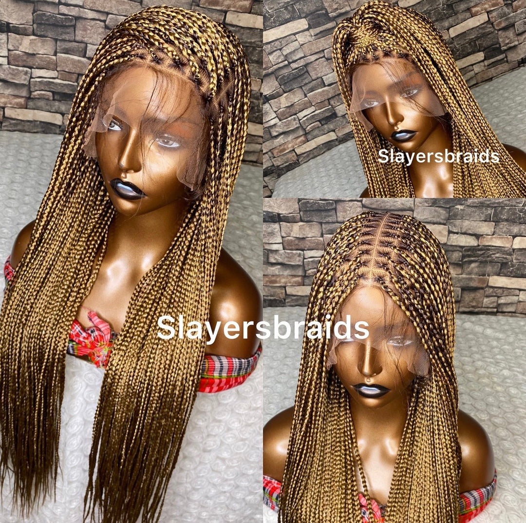Mixed blonde Knotless Braid Wig Protective Style For Women -Sheria