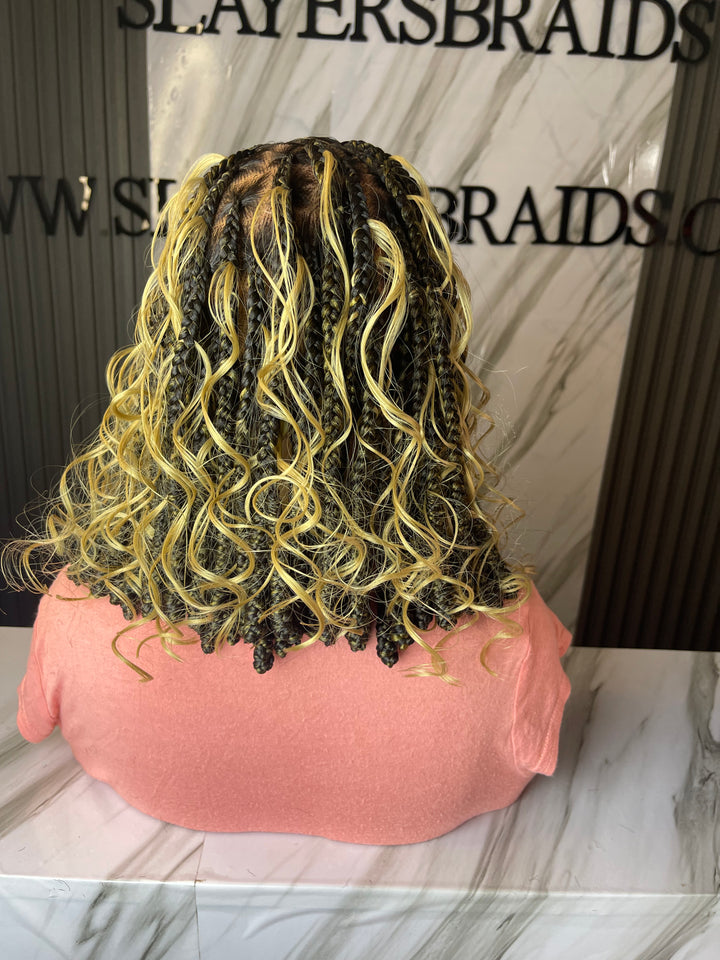 Fast Ship Curly Knotless Bob Wig -Nina T27