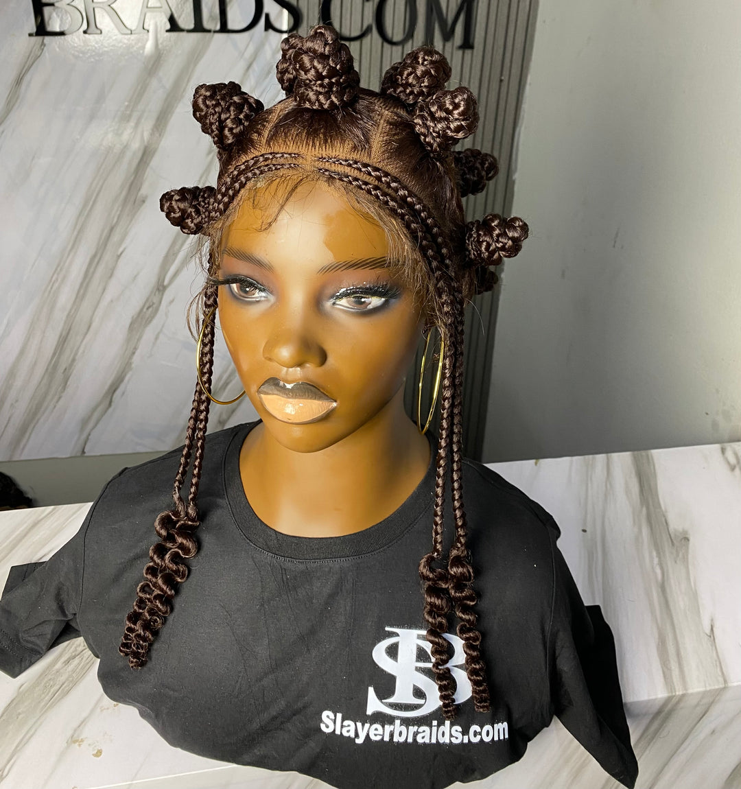 Bantu knot wig: fulllace braidedwig  -Buntu