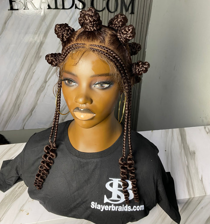 Bantu knot wig: fulllace braidedwig  -Buntu