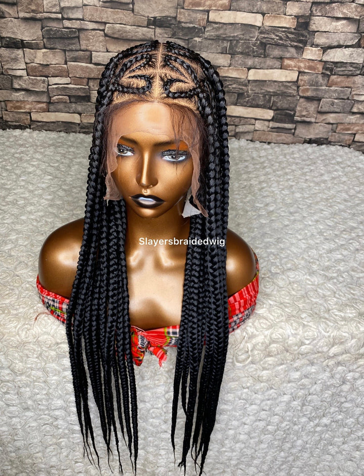 30” Knotless Braided Wig: Love Shape,-Julie