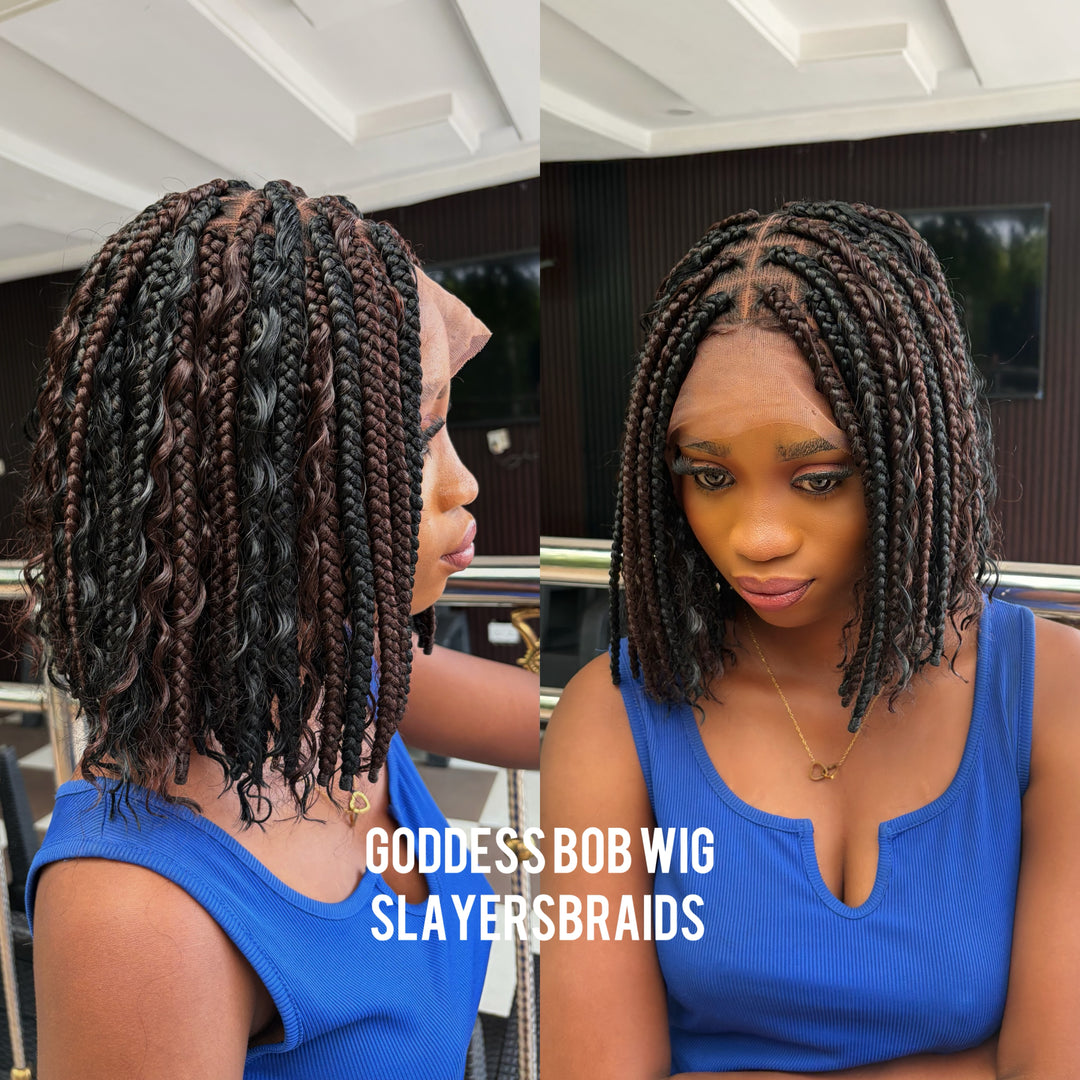 Goddess Bob Wig | Easy Install Boxbraid Curly Boho -Anjorin