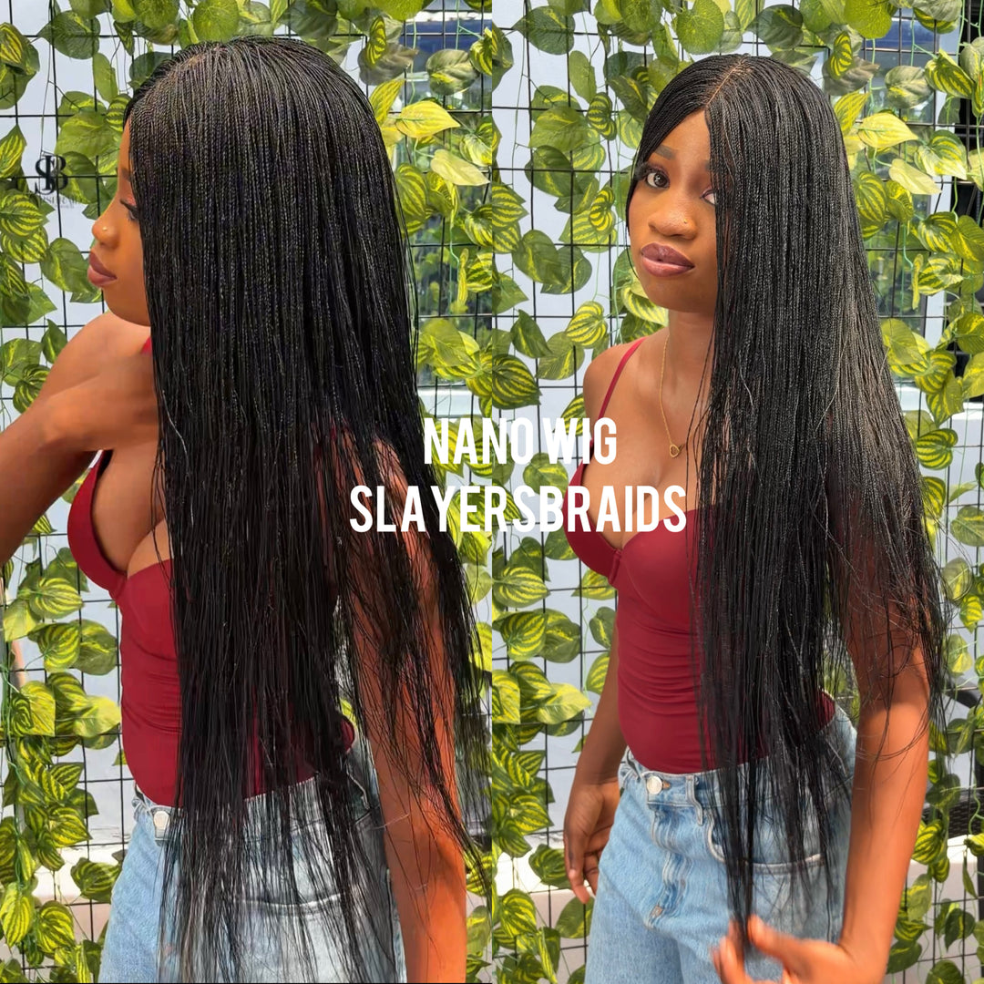 Quality Mini Twist Braided Wig | Long born Straight Wig  -Nano 