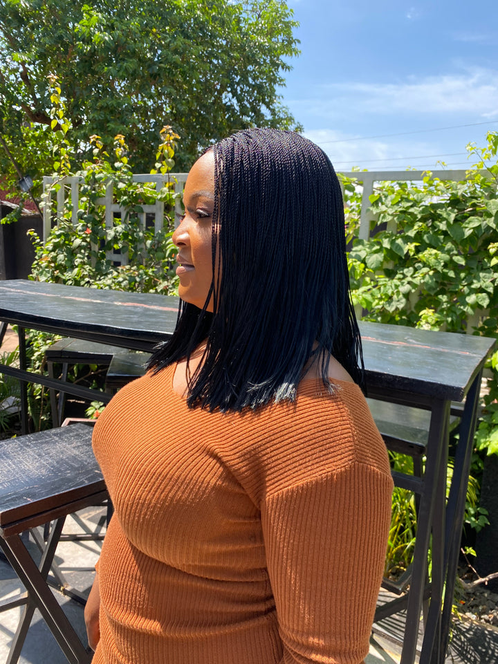 Fast Ship Micro Braids Lace Wig|Easy install hair- Bob Nano 