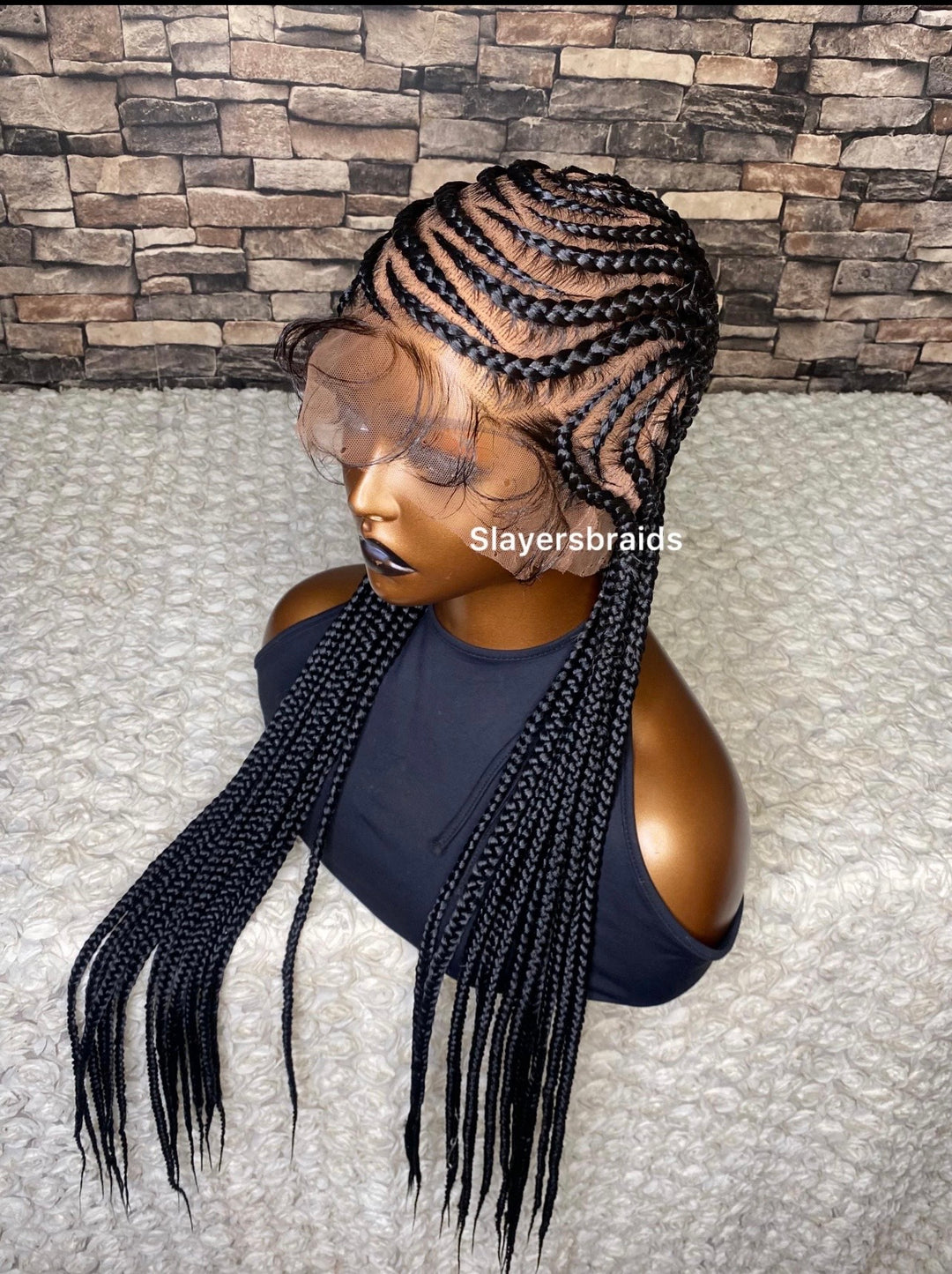 Straight All back Custom Braided Wig for Black Women -Sandra Unit