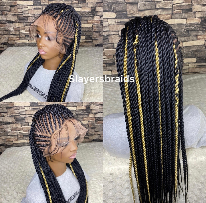 Glueless Mohawk Cornrow Highlight Braided Wig  -Latoya