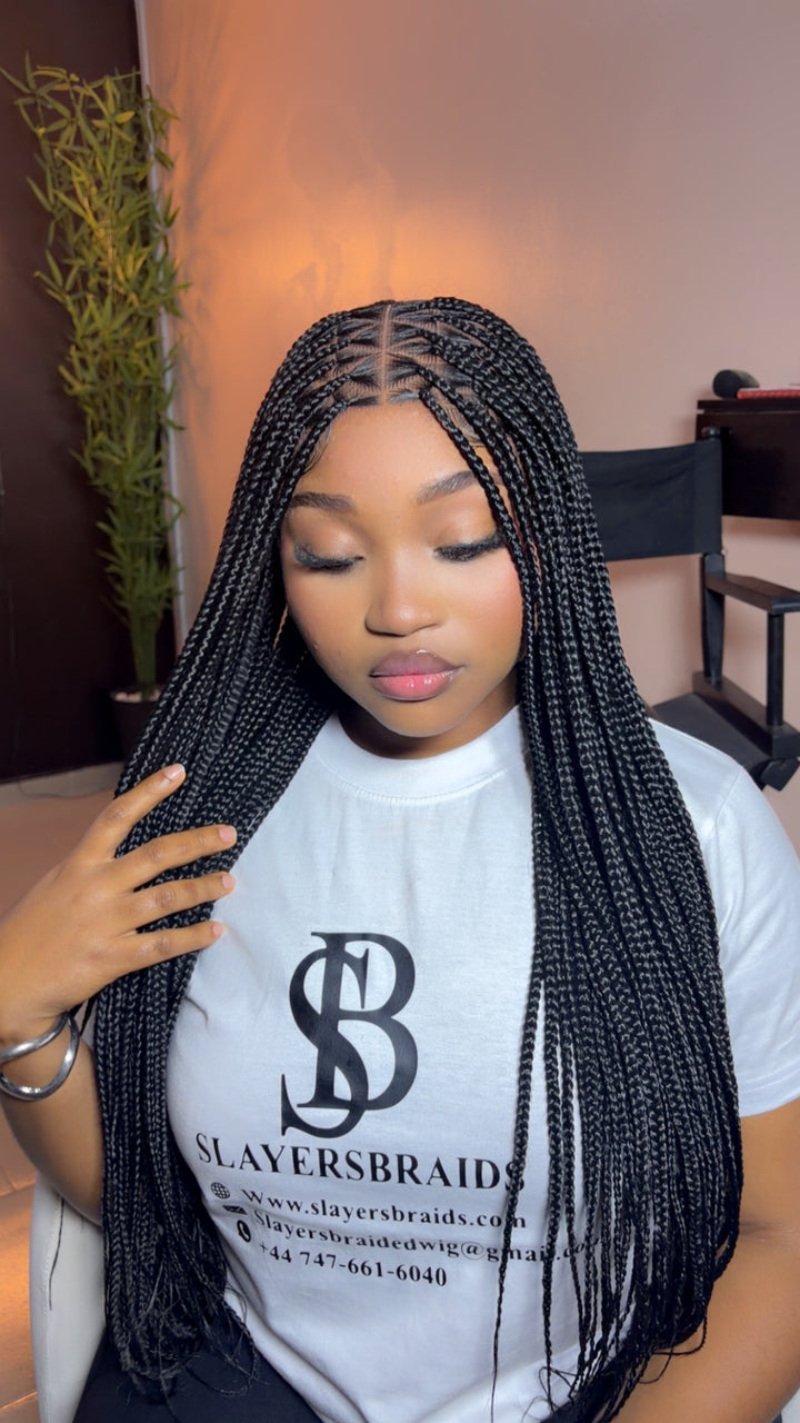 Triangle Knotless Braided Wig For Black Women -Jojo Unit