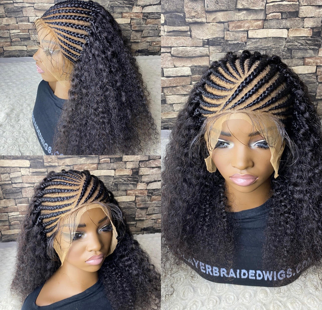 Lace Front Cornrow Braid Human Hair Wig  -Mellisa