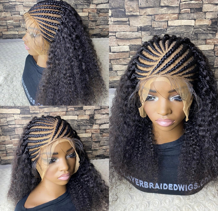 Lace Front Cornrow Braid Human Hair Wig  -Mellisa