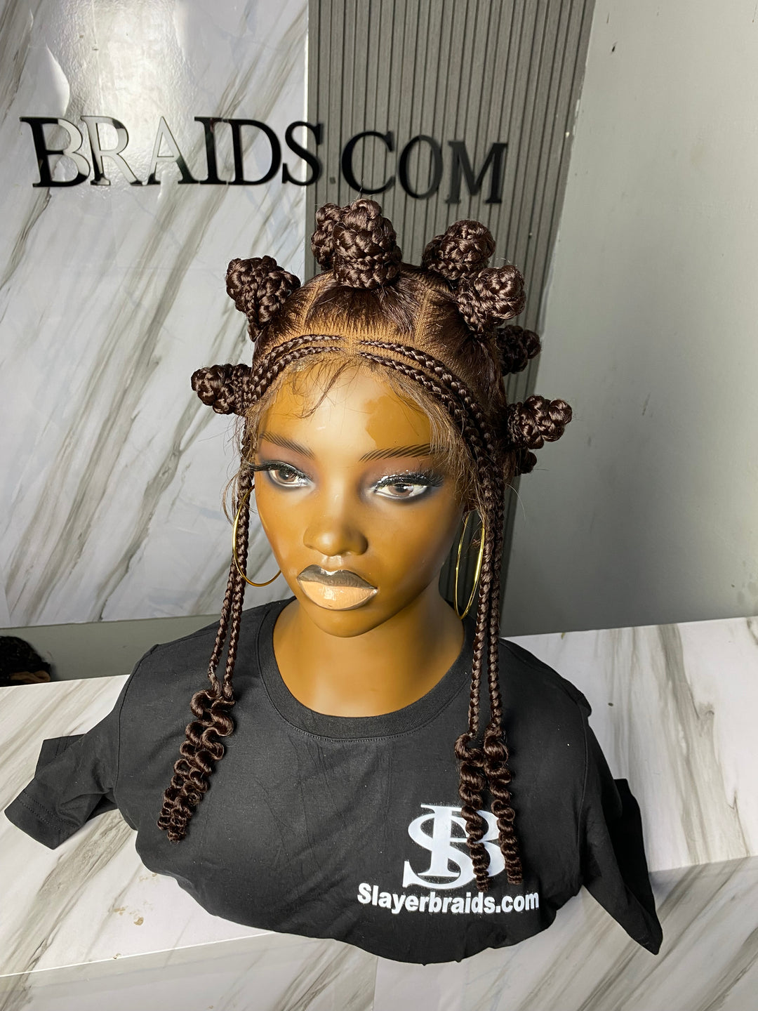 Bantu knot wig: fulllace braidedwig  -Buntu