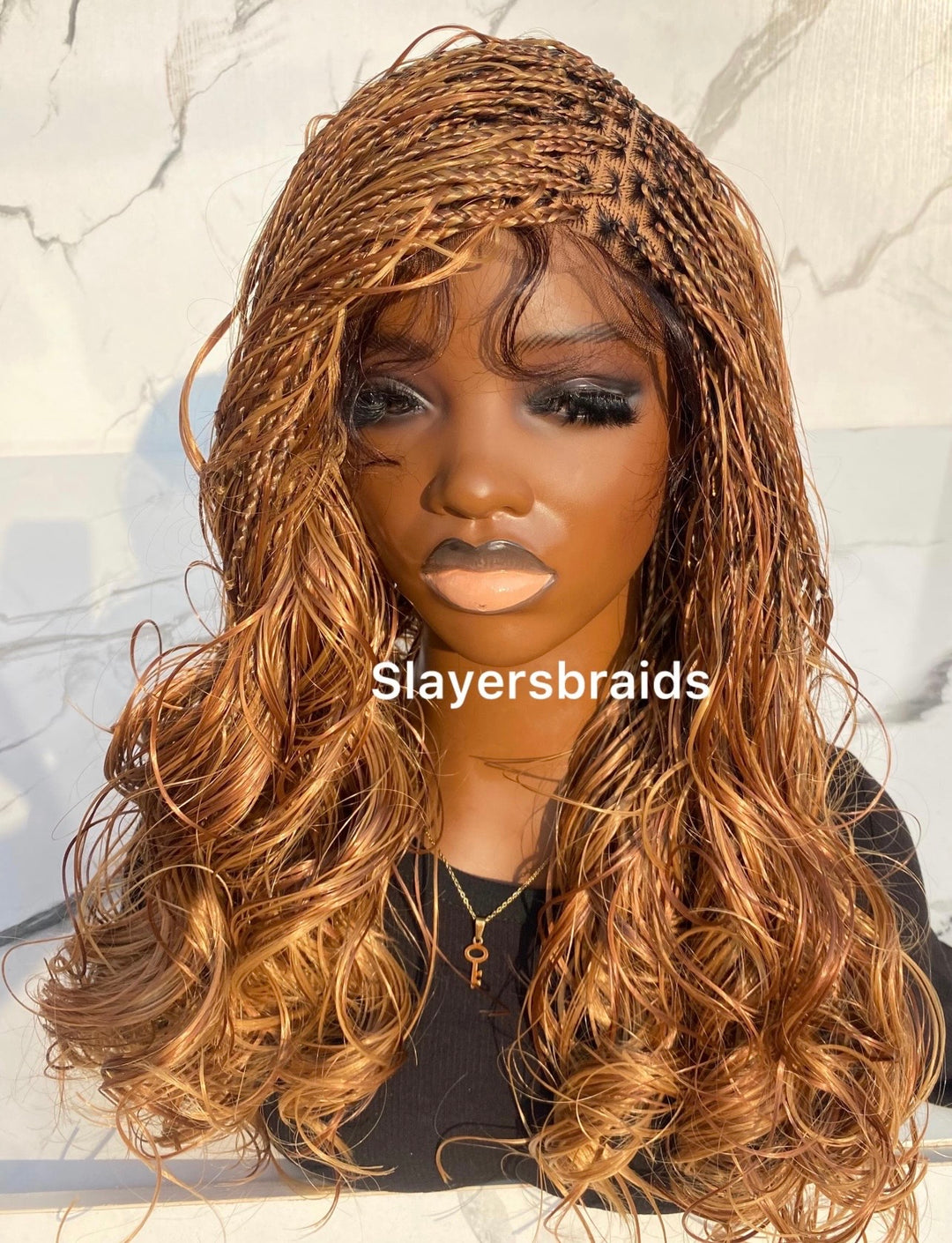 Ombre Knotless French Curl Braided Wig -Debbie 