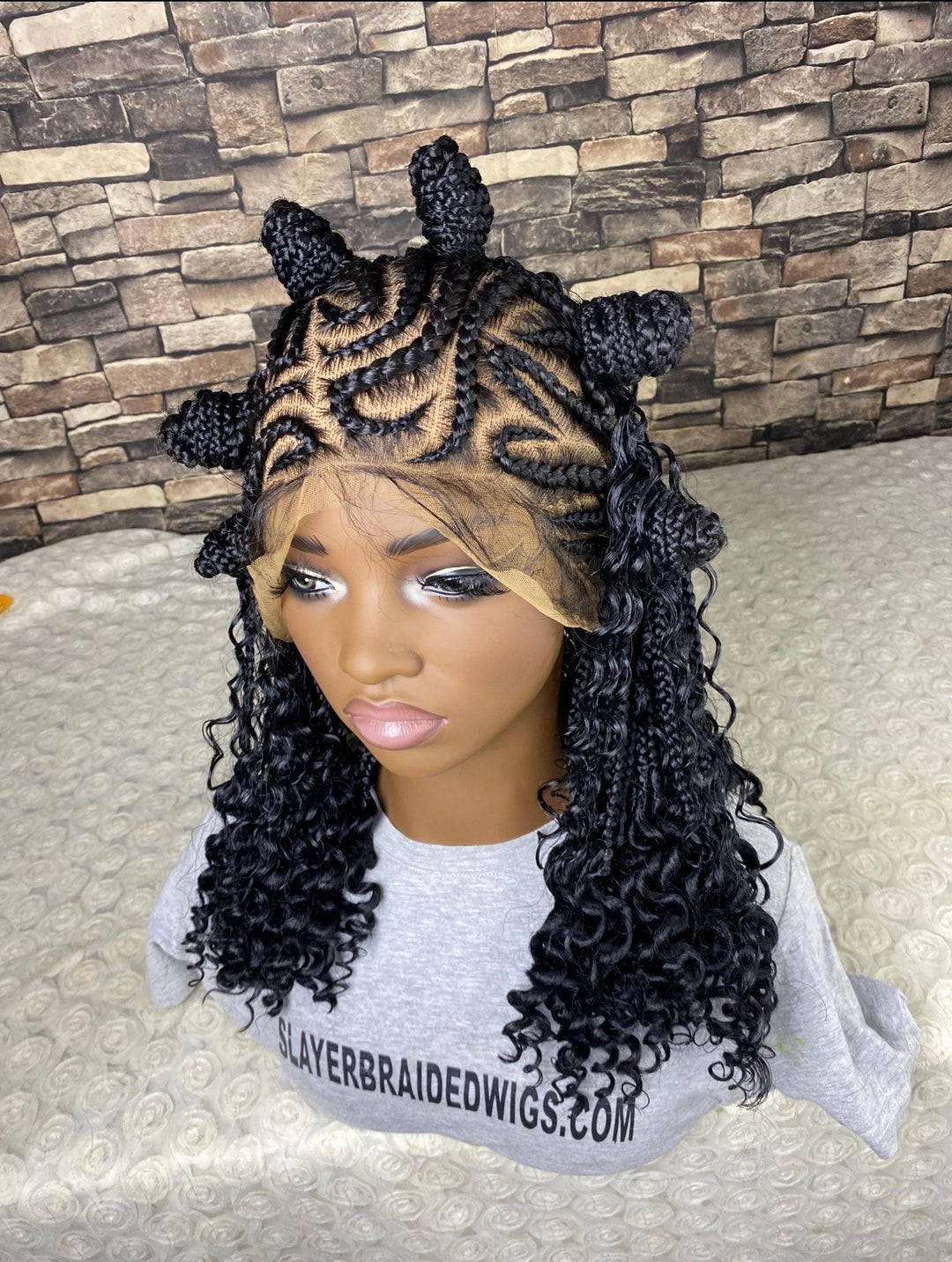 Lace front Ready to ship,Curly Cornrow Wig” Cindy Unit