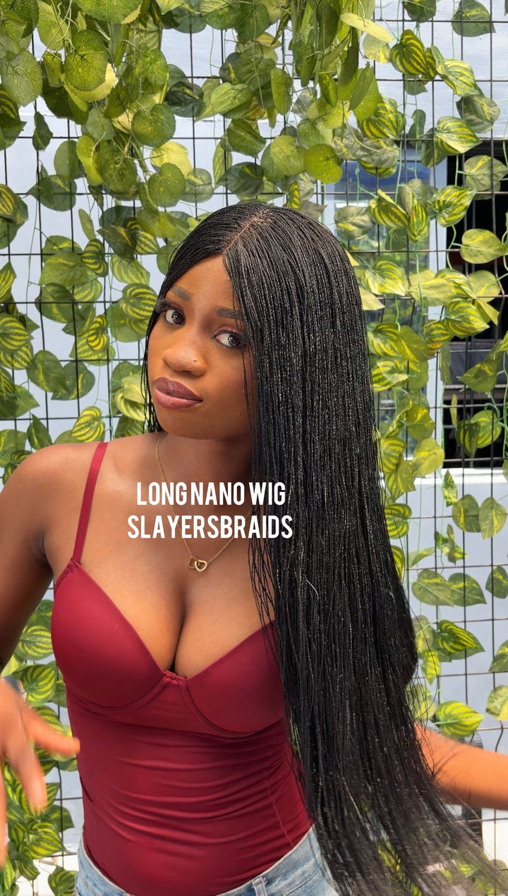 Quality Mini Twist Braided Wig | Long born Straight Wig  -Nano 