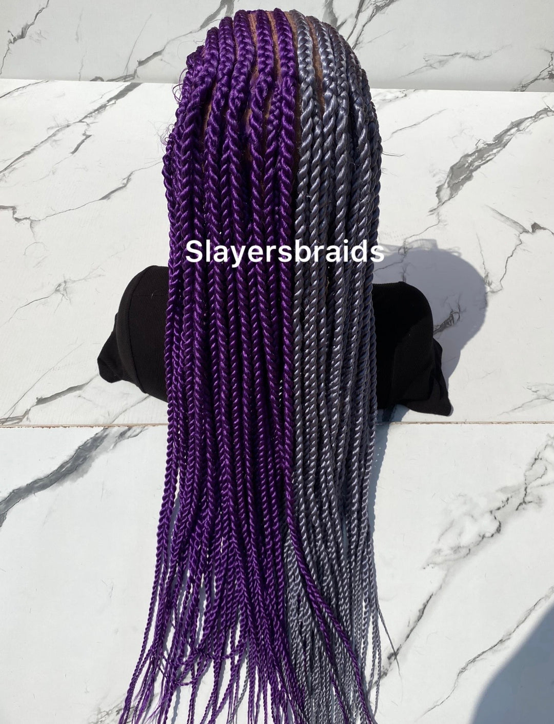30 Inch Purple Gray Full Lace Cornrow Wig -Kirema