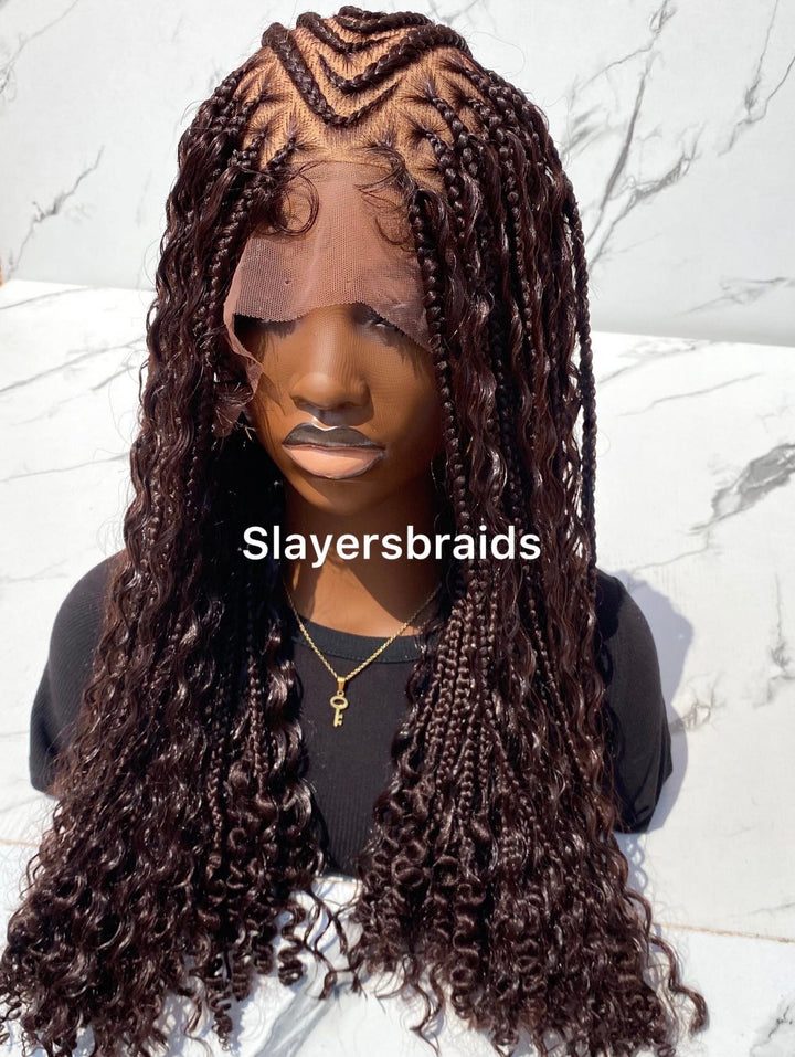 Fulani boho braids wig Fulllace wig Tribal Cornrow Hair- Ada