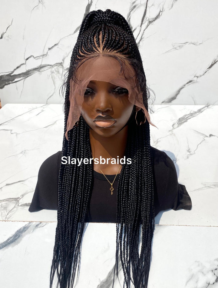 28" Shuku Cornrow Braid FulllaceWig: -Zikorah