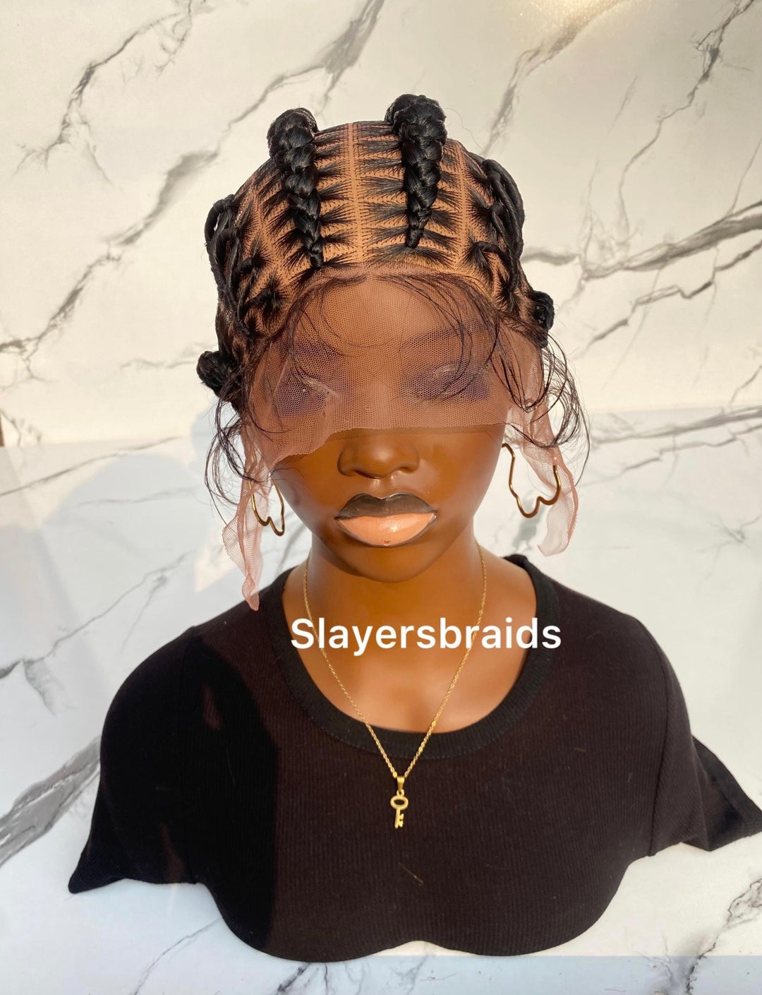 Fulani Braided Wig Crisscross Cornrow -Cherry